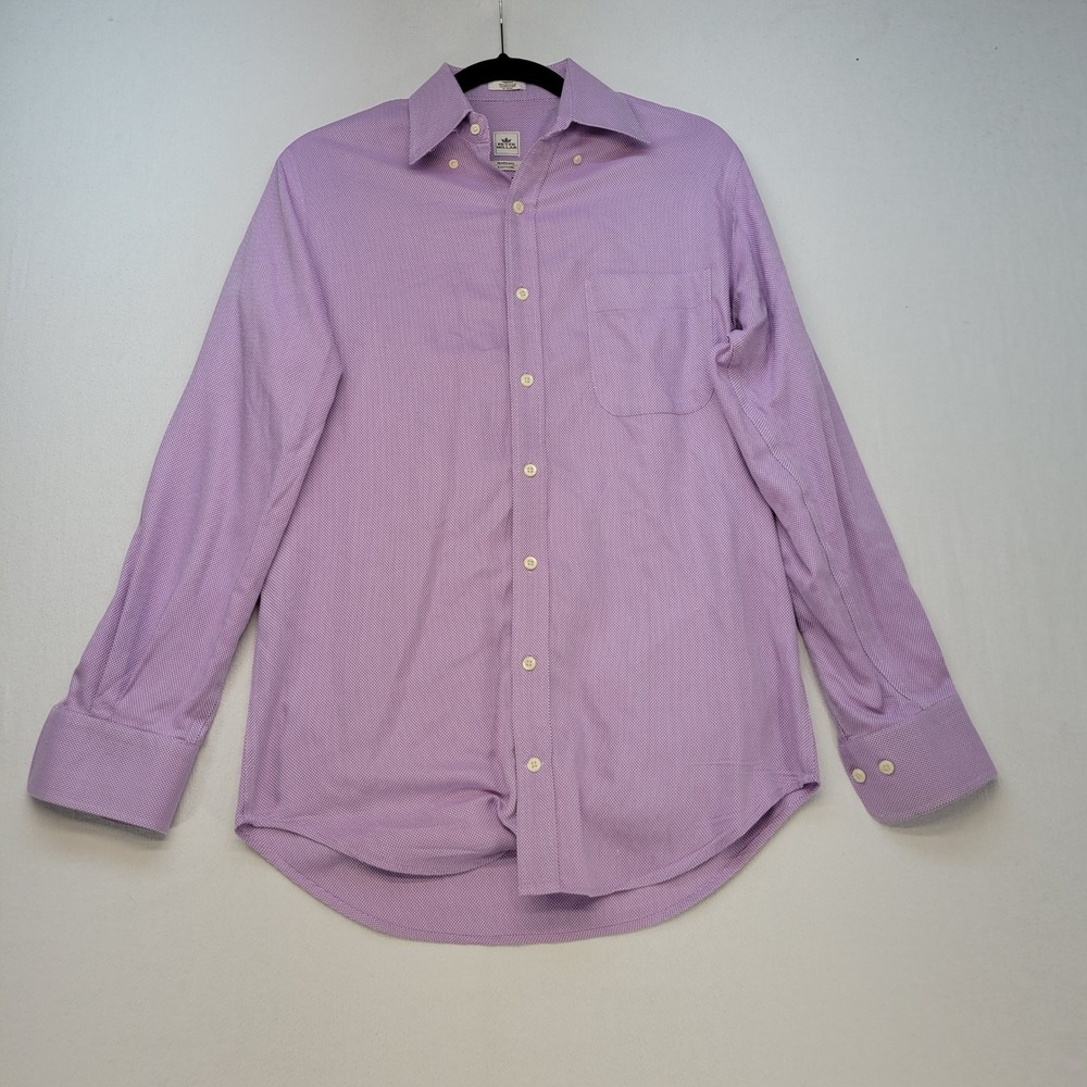 Peter Millar Button Down Shirt Mens Small Purple Nanoluxe Easy Care Micro Check